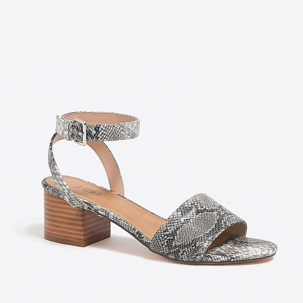 J.Crew snakeskin block heel sandals